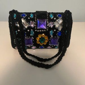 Sequence Jeweled Beaded clutch hand bag box purse